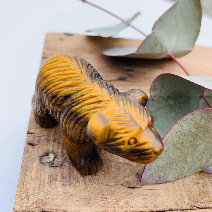  Adorable Tiger Eye Bear Display Carving