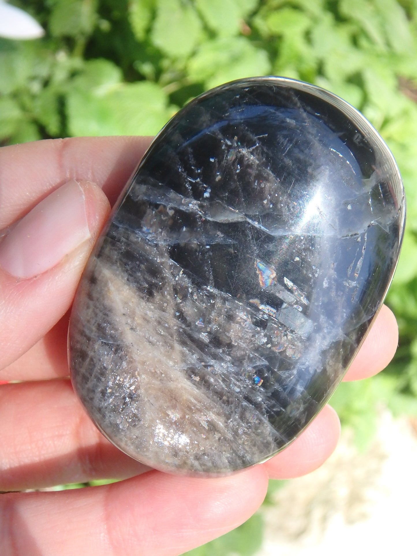 Rainbow Inclusions Black Moonstone Hand Held Specimen From Madagascar - Metiz Tier Price