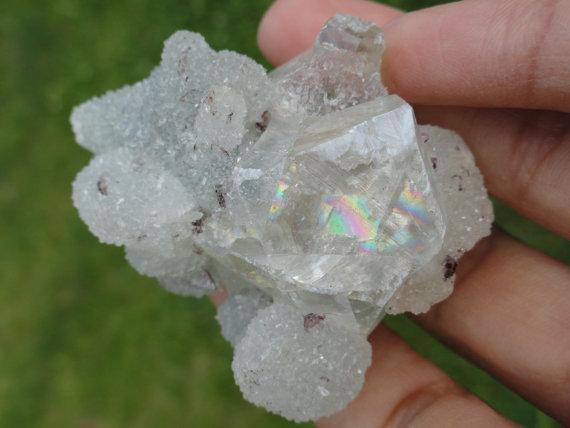  Calcite With Rainbows Galore & Sparkly Quartz Cluster*