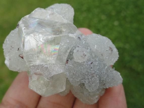  Calcite With Rainbows Galore & Sparkly Quartz Cluster*
