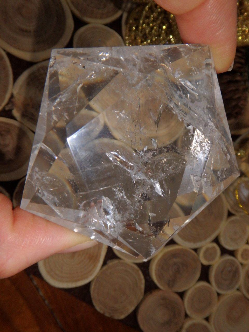  Clear Quartz Star Pentagon Sacred Geometry Carving