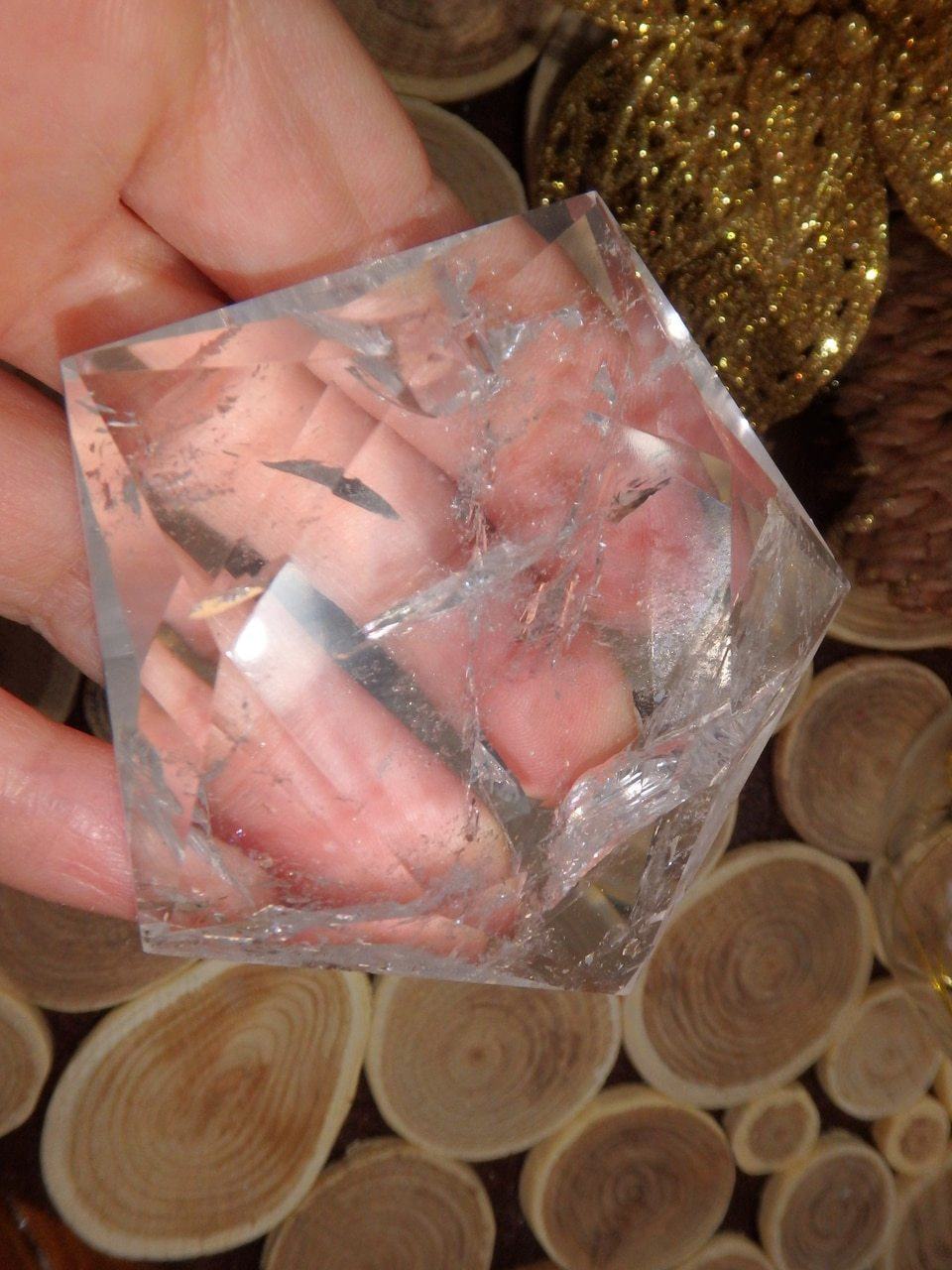  Clear Quartz Star Pentagon Sacred Geometry Carving