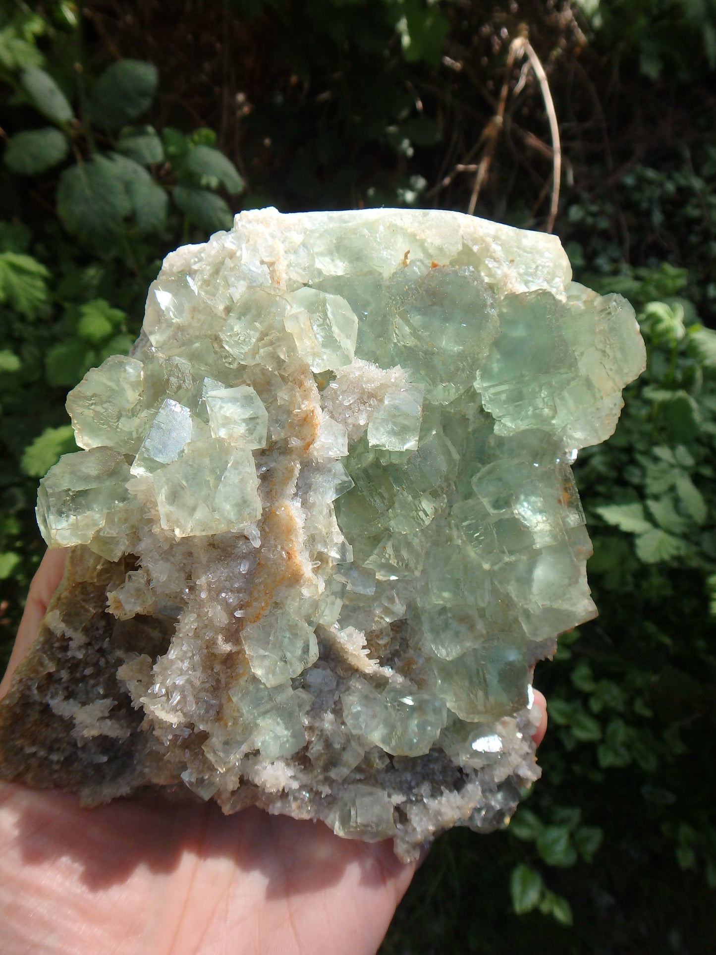 Incredible Brilliance~ Large Green Fluorite With Mini Quartz Points on Matrix Display Specimen - Metiz Tier Price