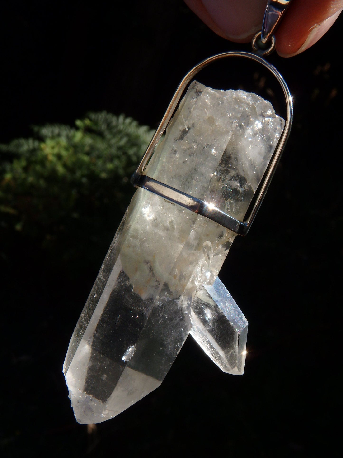  Chunky Phantom & Baby Himalayan Quartz Point Pendant in Sterling Silver (Includes Silver Chain)1