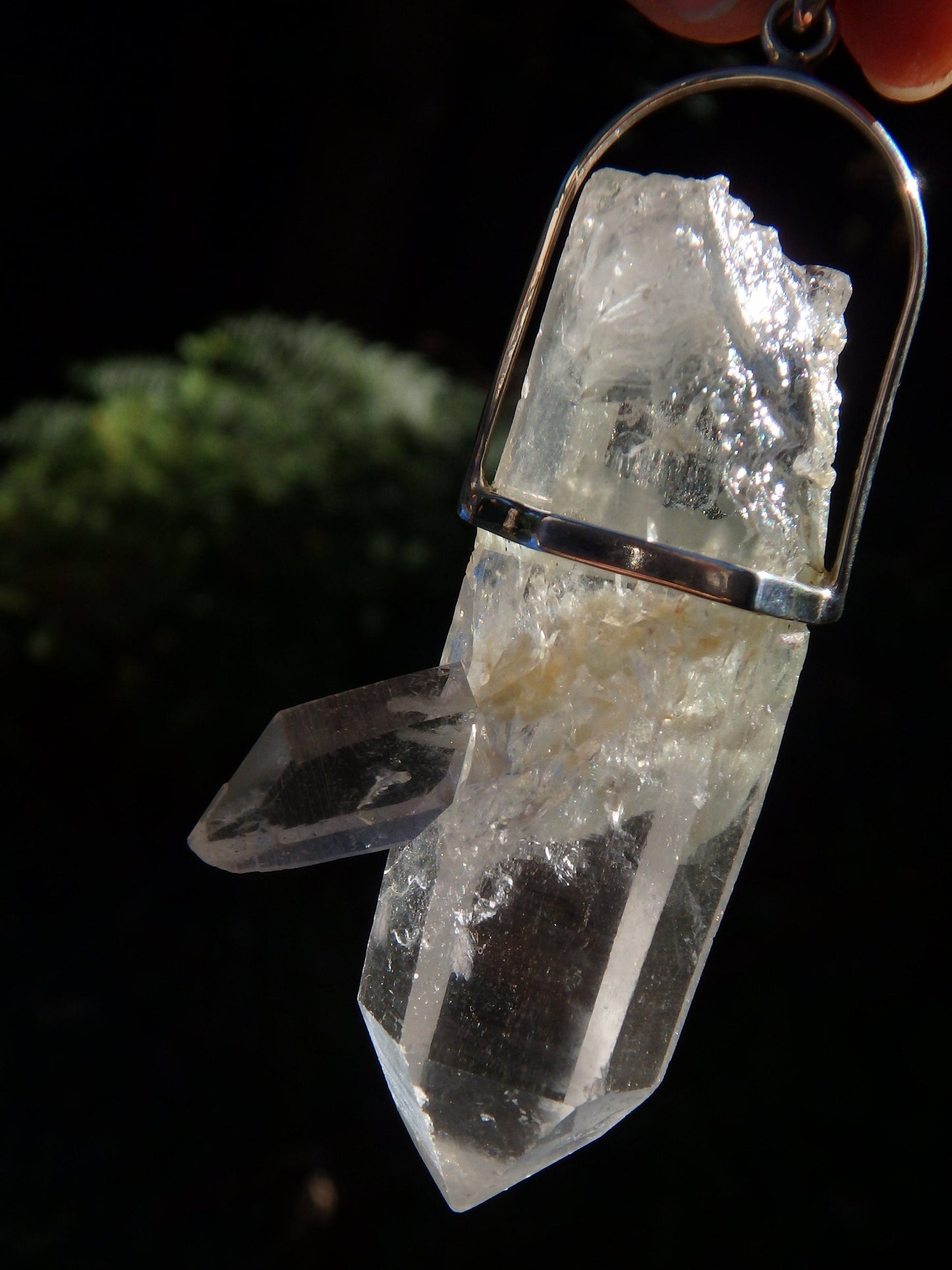  Chunky Phantom & Baby Himalayan Quartz Point Pendant in Sterling Silver (Includes Silver Chain)1
