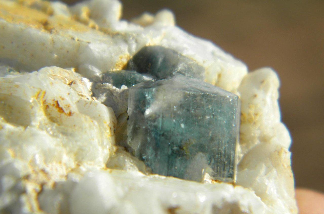  Dark blue AQUAMARINE On Matrix With Muscovite*
