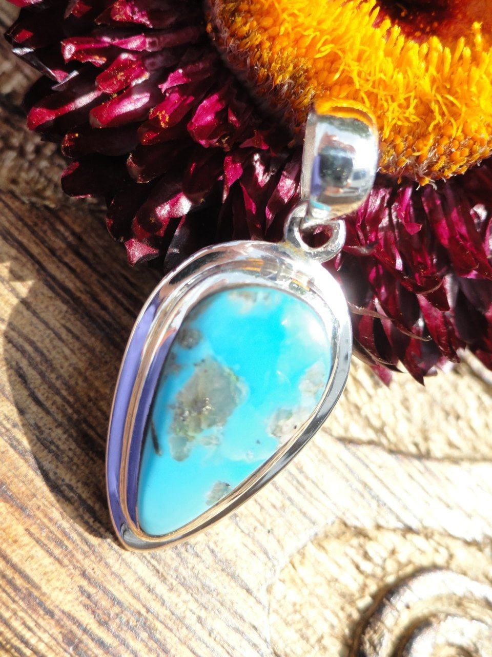  Arizona TURQUOISE PENDANT In Sterling Silver * Includes Free Silver chain*