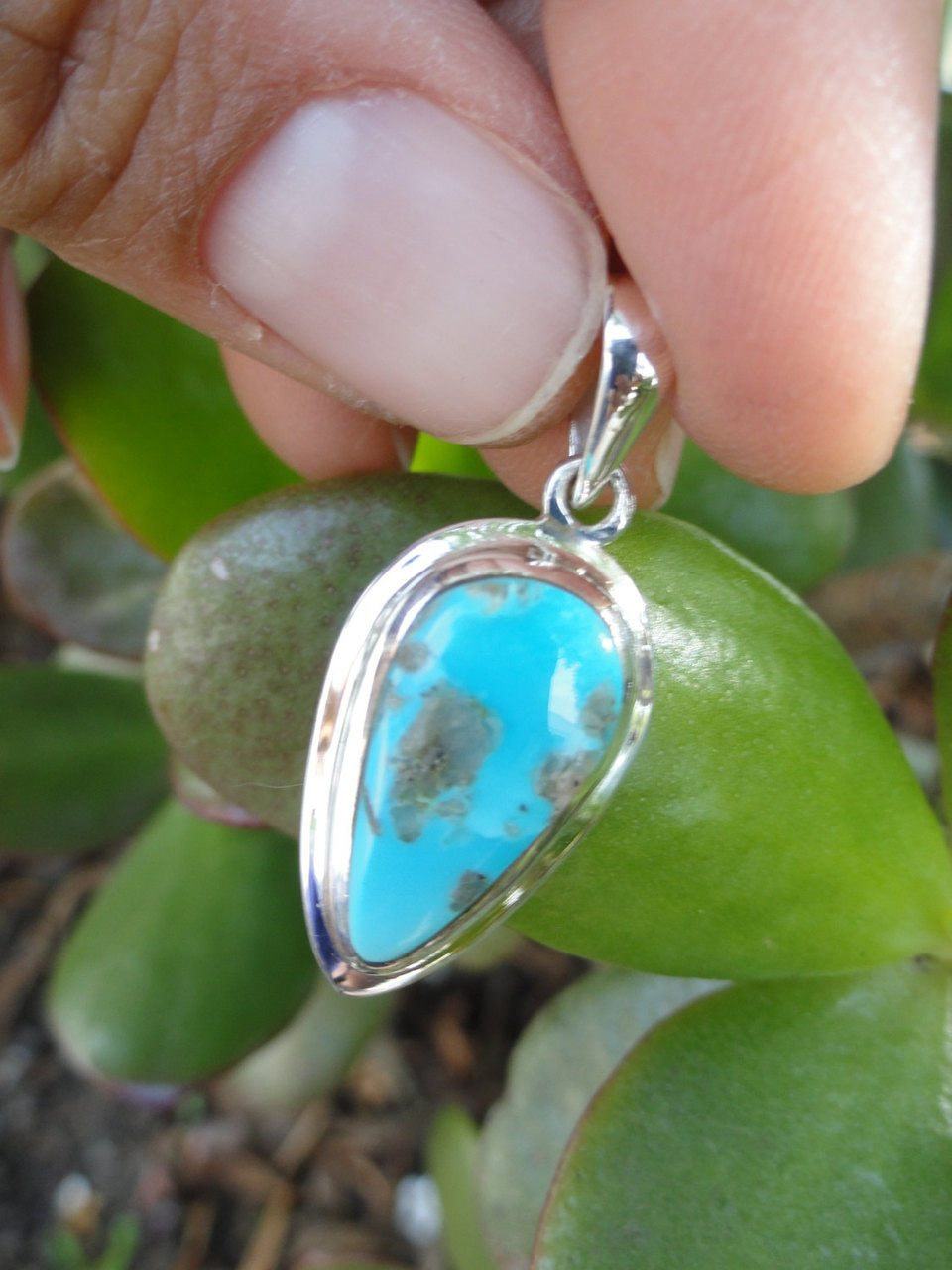  Arizona TURQUOISE PENDANT In Sterling Silver * Includes Free Silver chain*