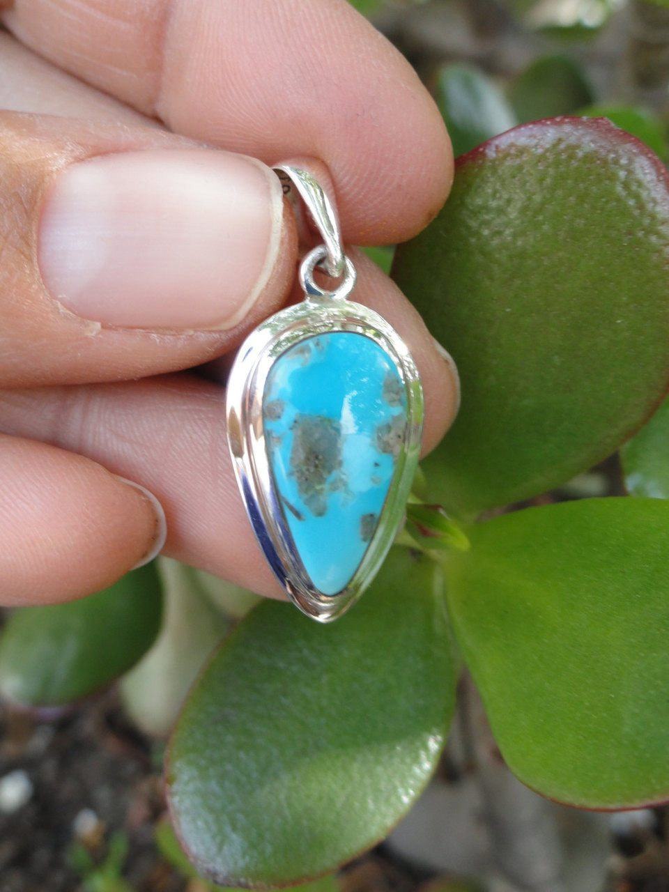  Arizona TURQUOISE PENDANT In Sterling Silver * Includes Free Silver chain*