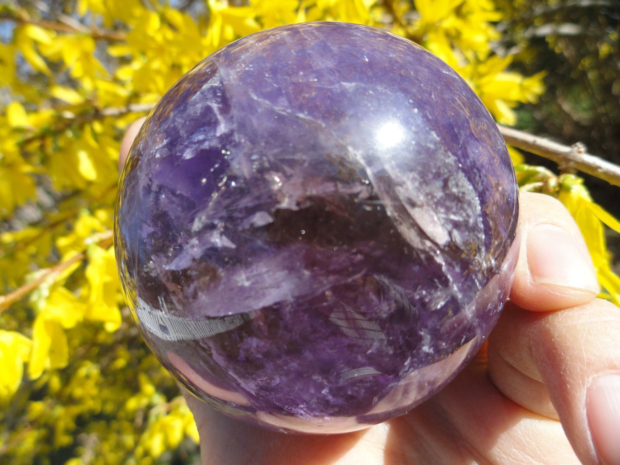 Large Rare AMETRINE SPHERE From Brazil ( Amethyst & Citrine combo) - Earth Family Crystals