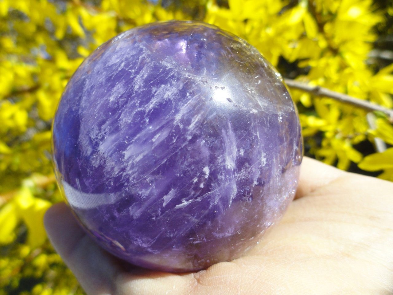 Large Rare AMETRINE SPHERE From Brazil ( Amethyst & Citrine combo) - Earth Family Crystals