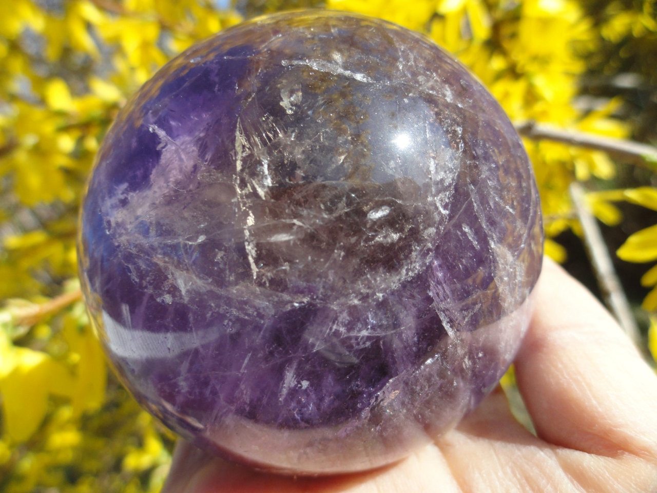 Large Rare AMETRINE SPHERE From Brazil ( Amethyst & Citrine combo) - Earth Family Crystals