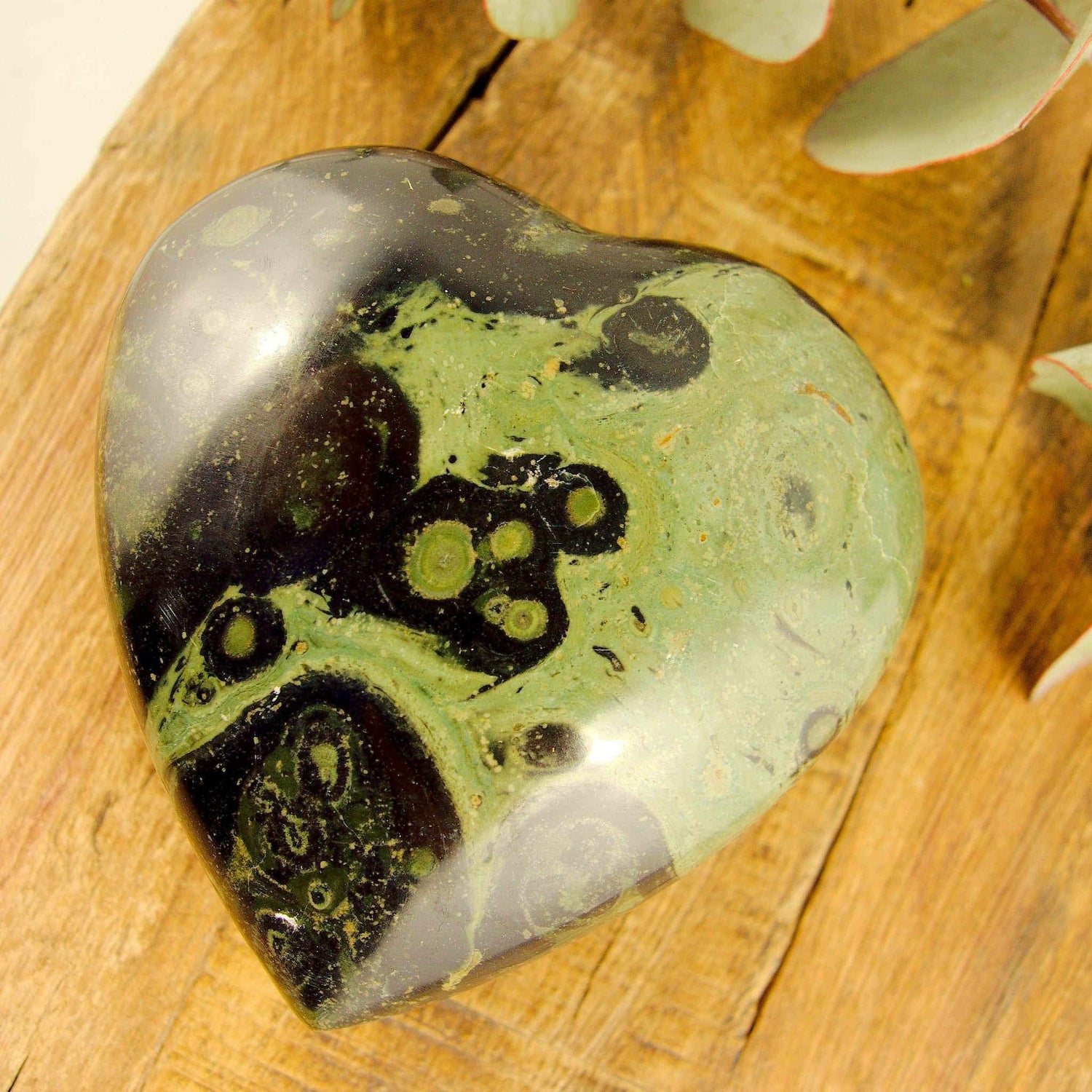  Deep Forest Green Kambaba Jasper Love Heart From Madagascar #1