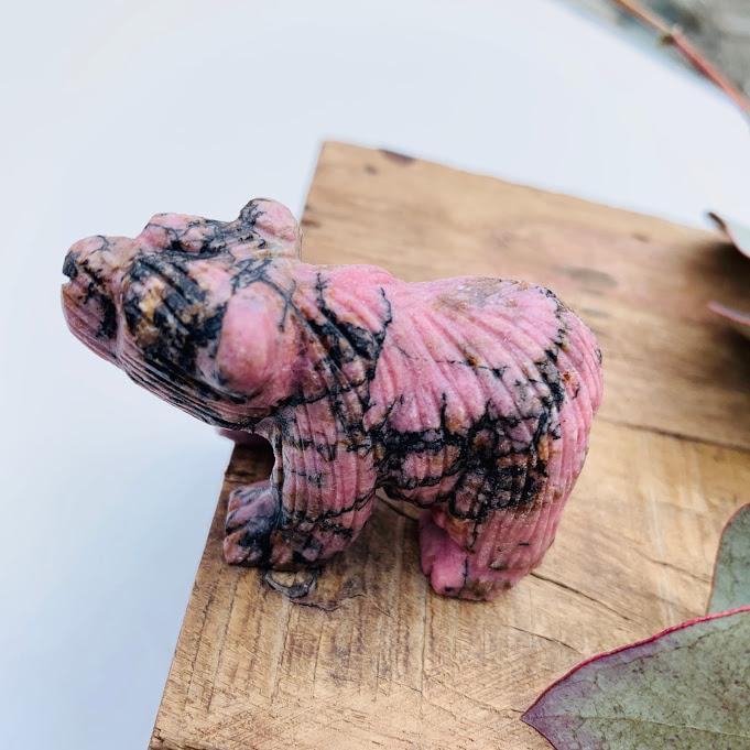  Adorable Rhodonite Bear Display Carving