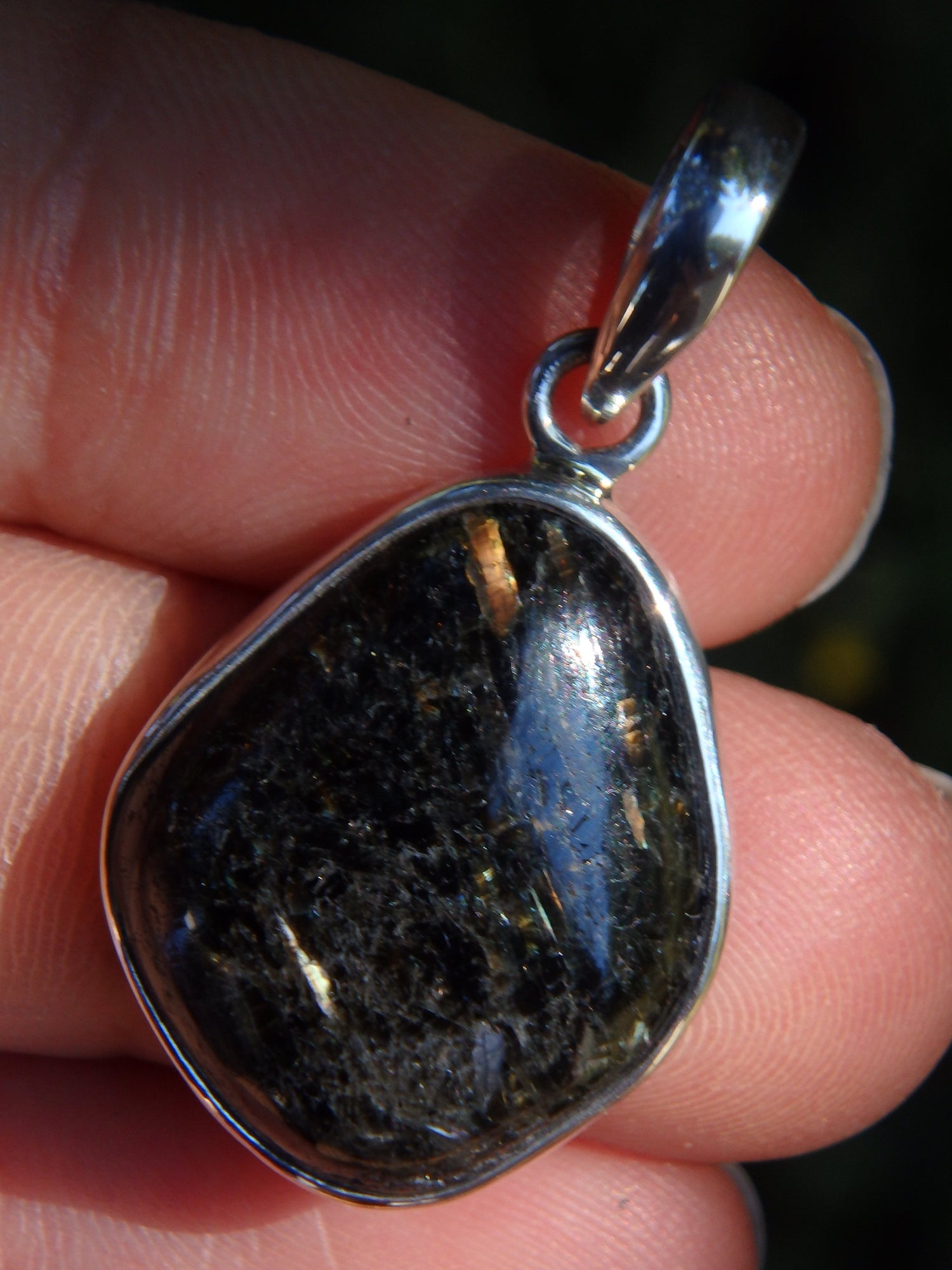 Mystical Flashes Nuummite Pendant in Sterling Silver (Includes Silver Chain) - Earth Family Crystals