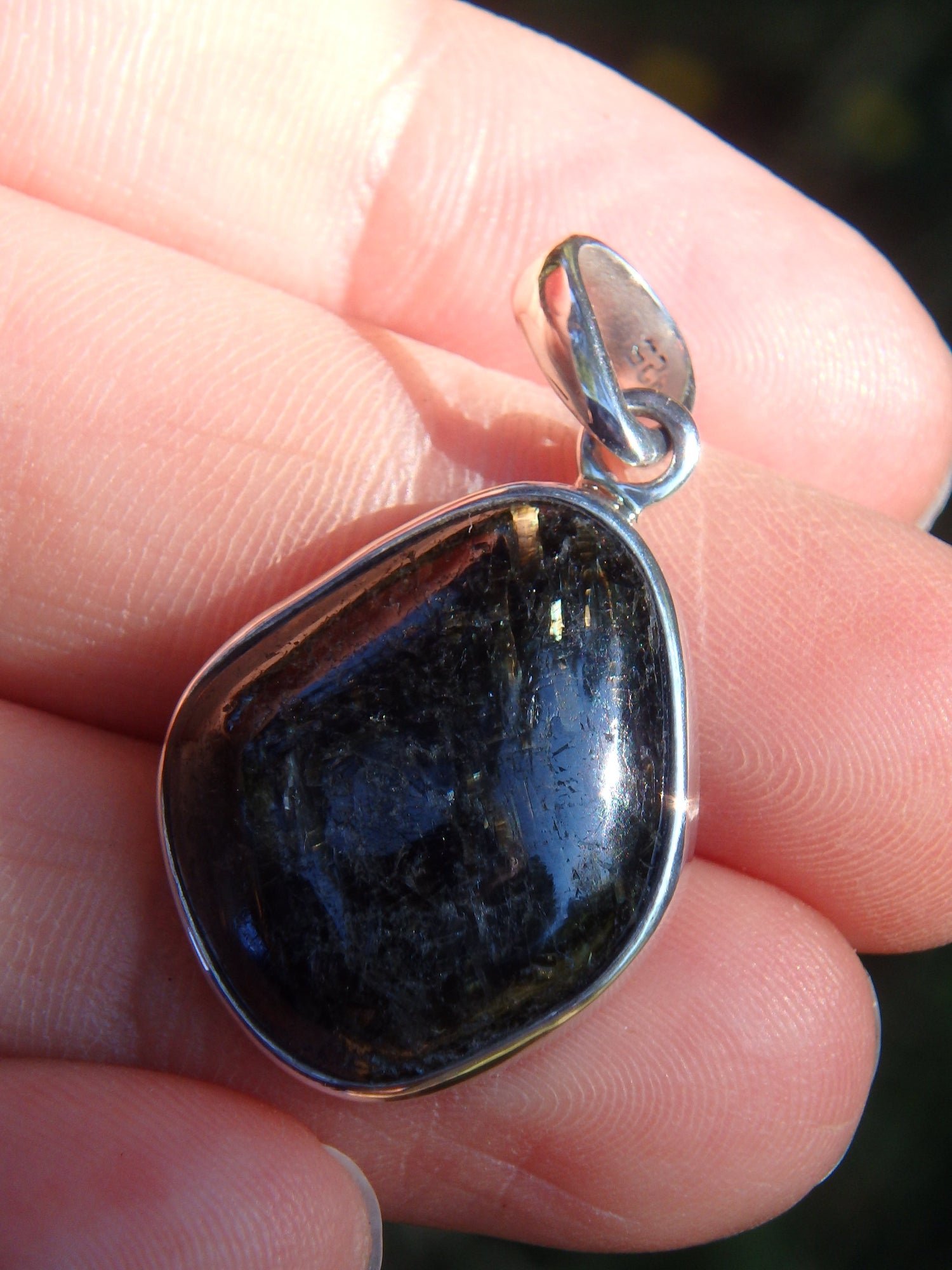 Mystical Flashes Nuummite Pendant in Sterling Silver (Includes Silver Chain) - Earth Family Crystals
