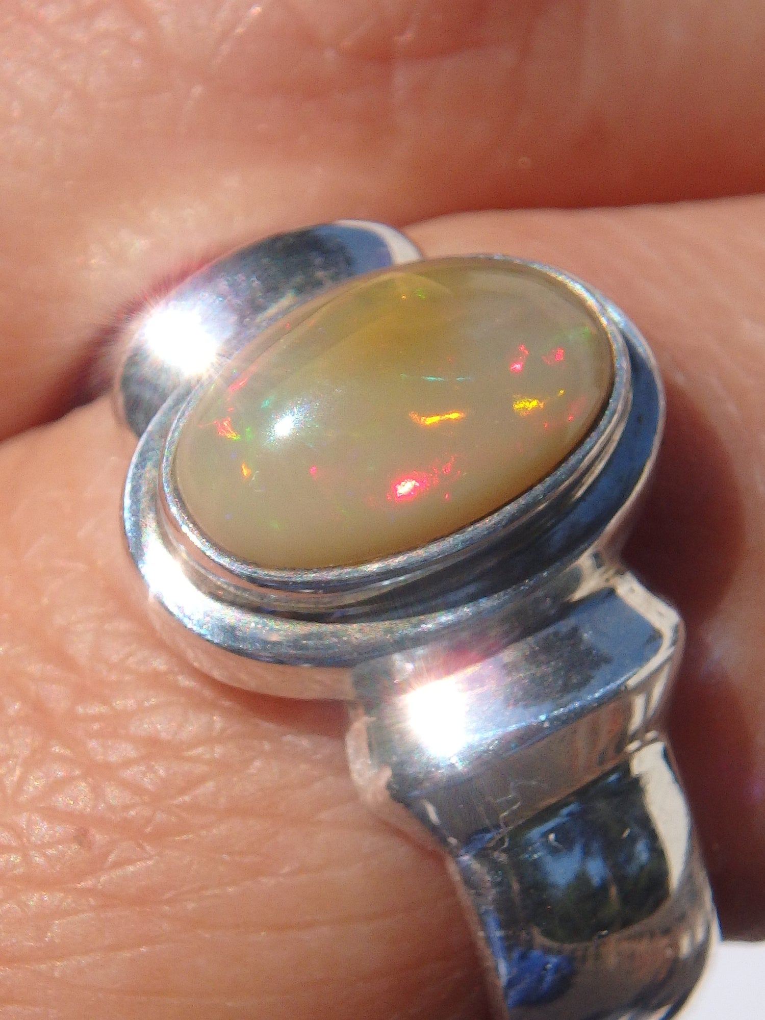 Flashes of Color Ethiopian Opal Ring in Sterling Silver (Size 8) **REDUCED** - Earth Family Crystals