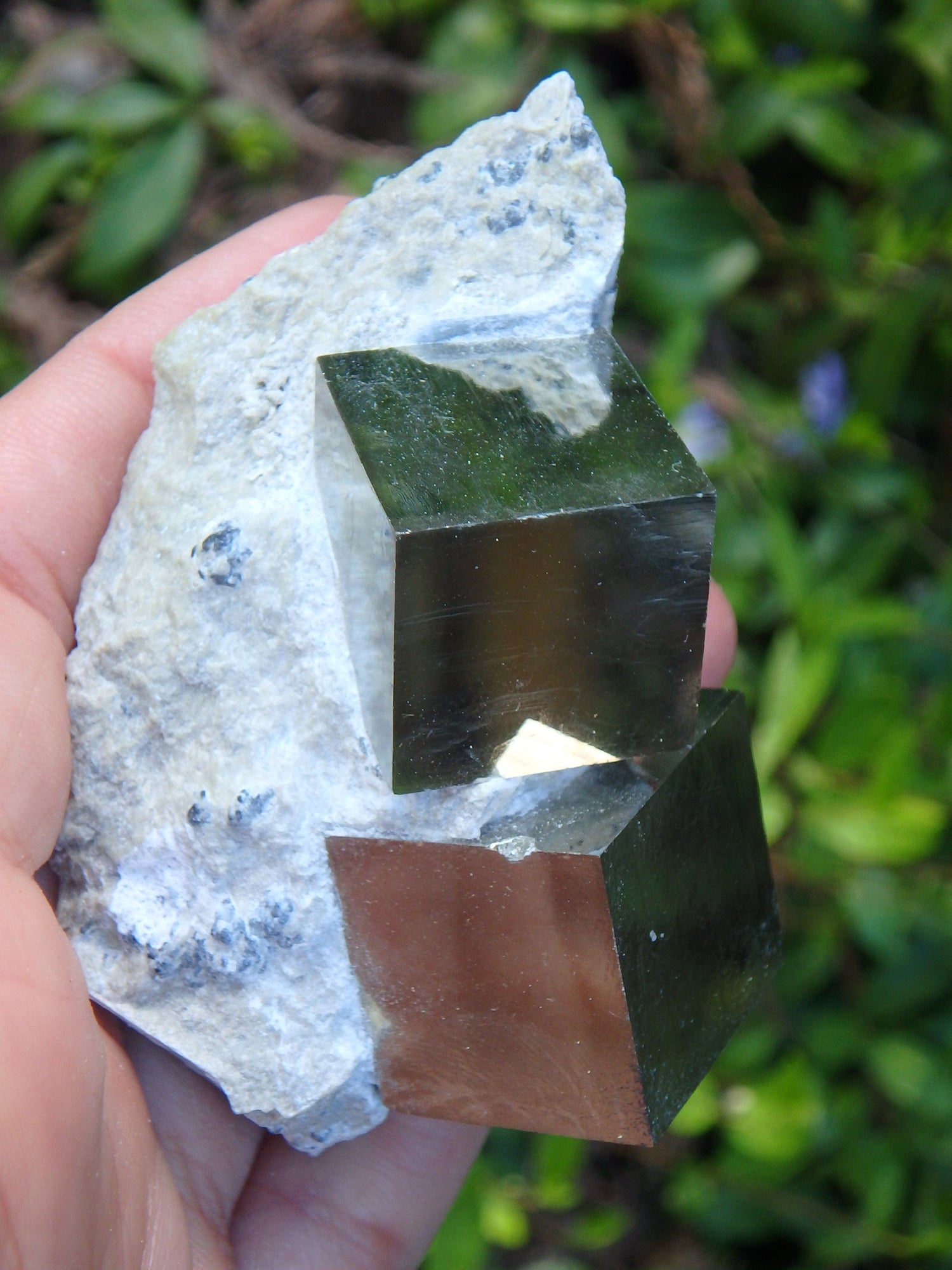  Completely Natural Double Cubic Pyrite in Matrix From Spain