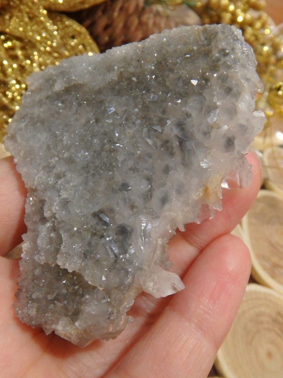 High Shine Arkansas Blue Phantom Quartz Cluster With Self Healing - Earth Family Crystals