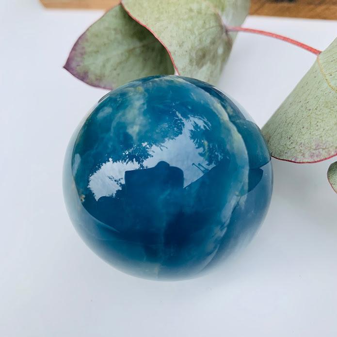 Amazing Patterns Lemurian Aquatine Blue Calcite Sphere from Argentina #1