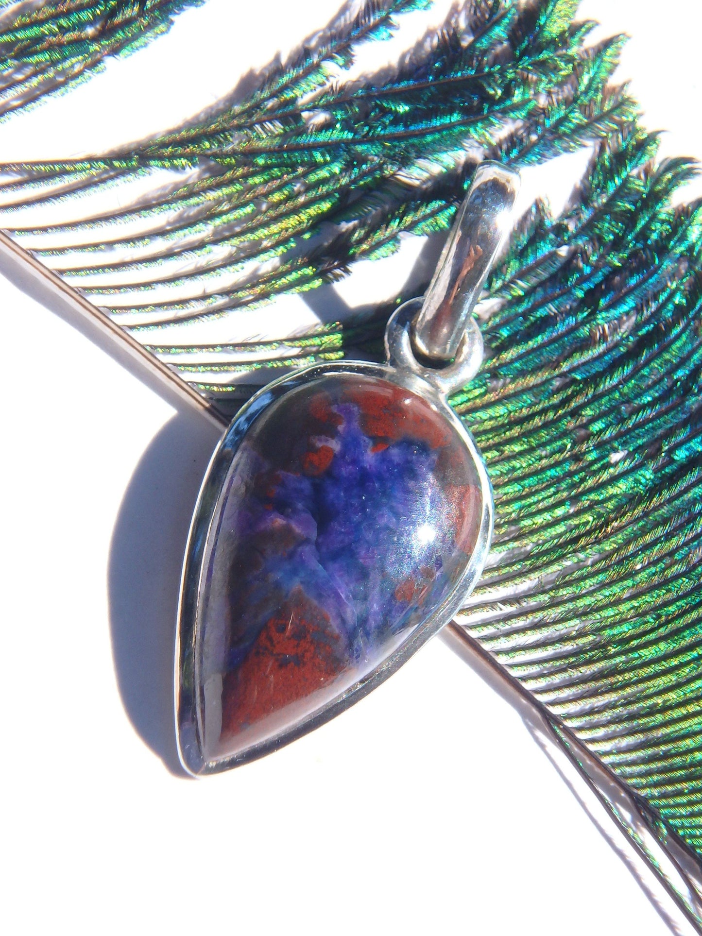  Divine Deep Purple Sugilite With Richterite Inclusions Pendant in Sterling Silver (Includes Silver Chain)