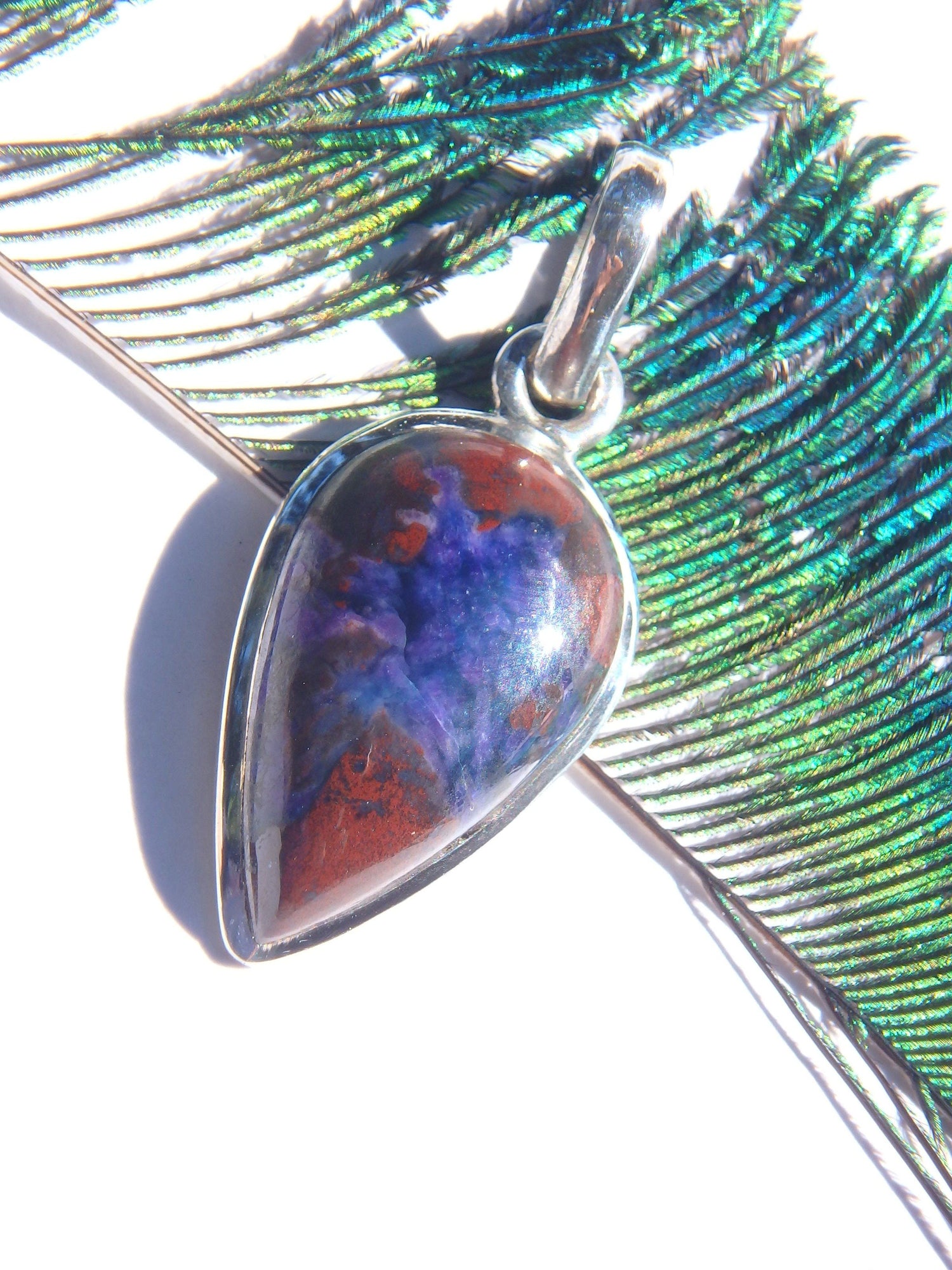  Divine Deep Purple Sugilite With Richterite Inclusions Pendant in Sterling Silver (Includes Silver Chain)