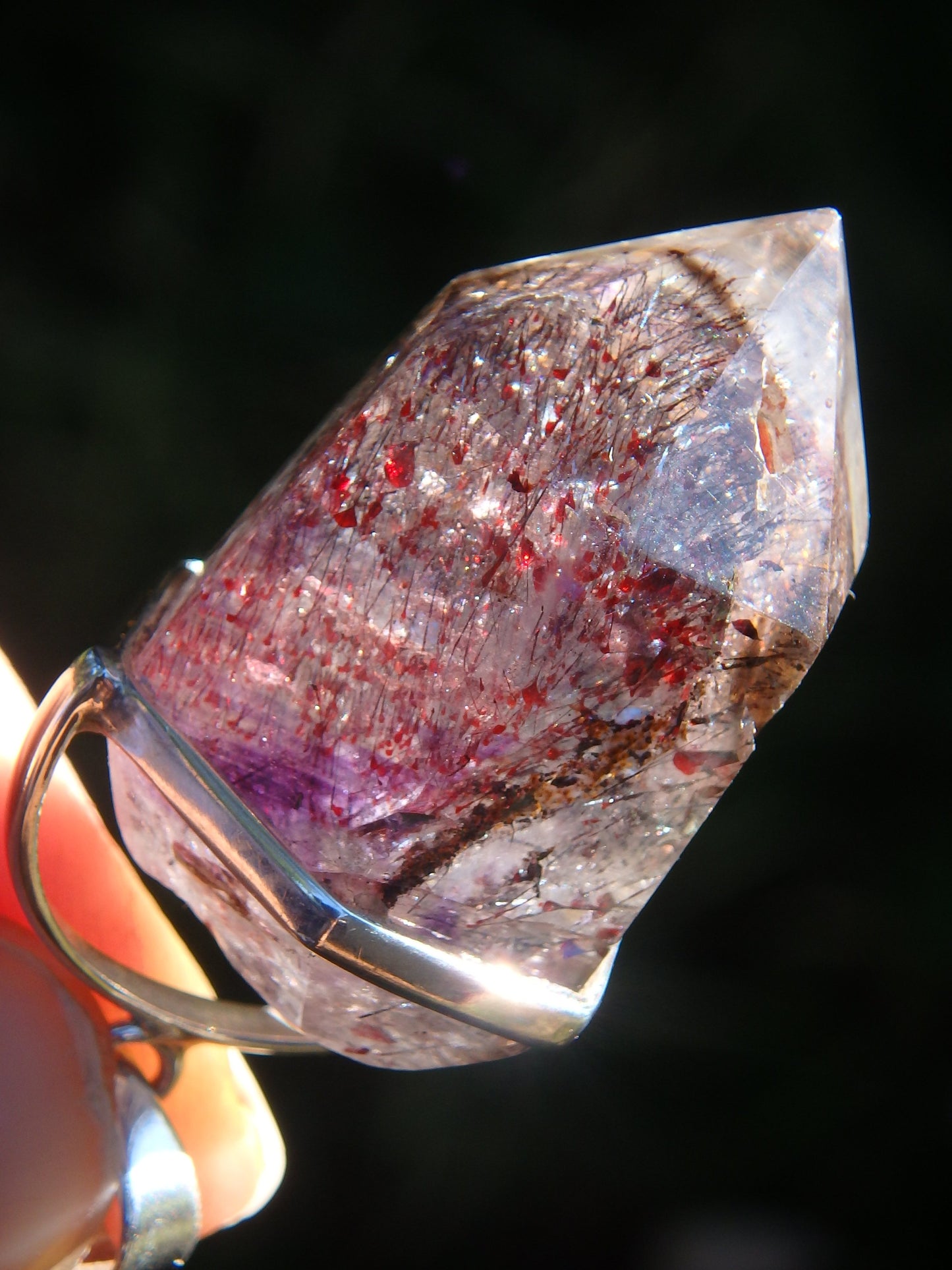Gorgeous Gemmy Inclusions! Chunky Partially Polished Super 7 (Melody Stone) Pendant in Sterling Silver (Includes Silver Chain) - Earth Family Crystals