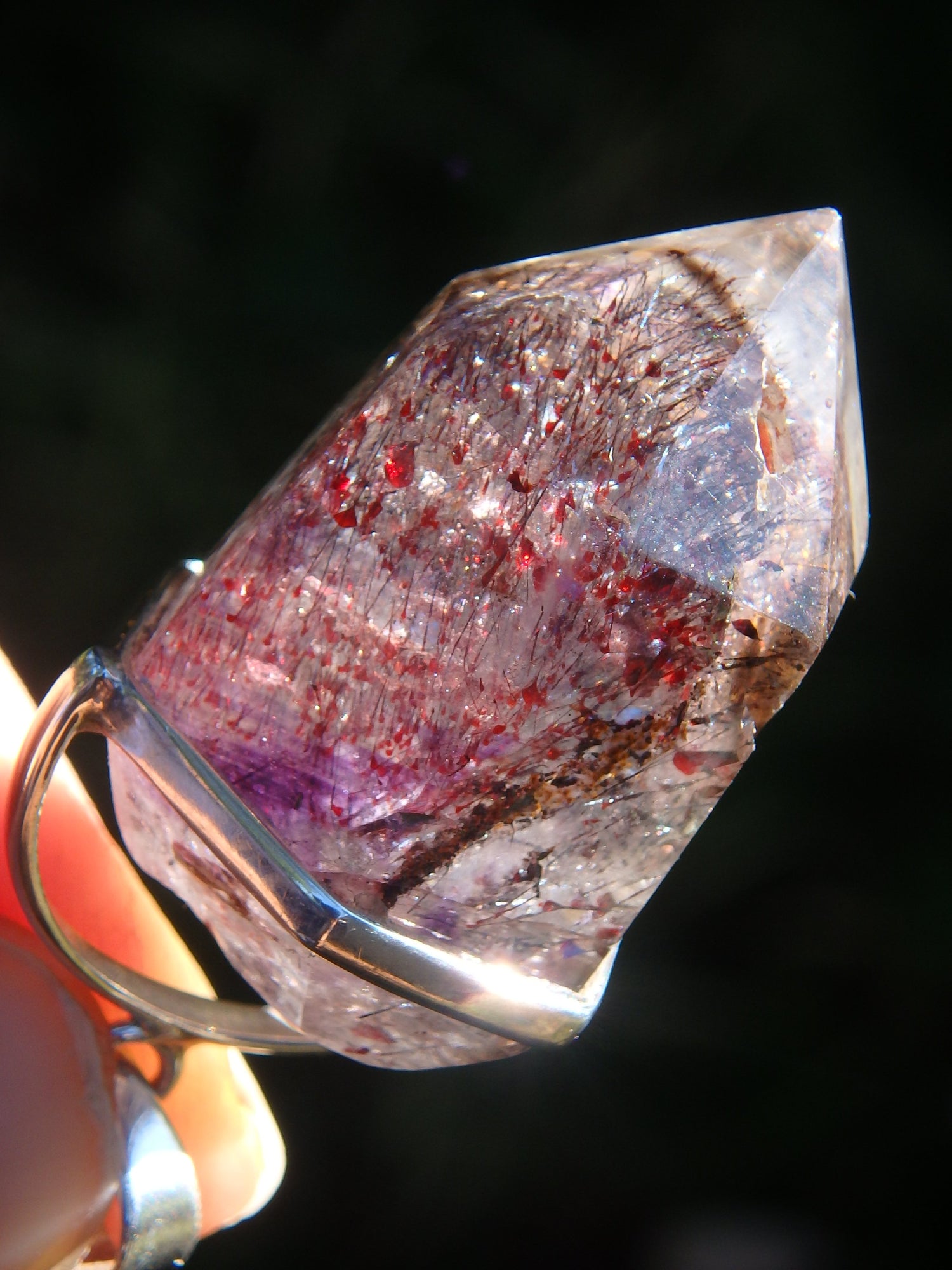 Gorgeous Gemmy Inclusions! Chunky Partially Polished Super 7 (Melody Stone) Pendant in Sterling Silver (Includes Silver Chain) - Earth Family Crystals