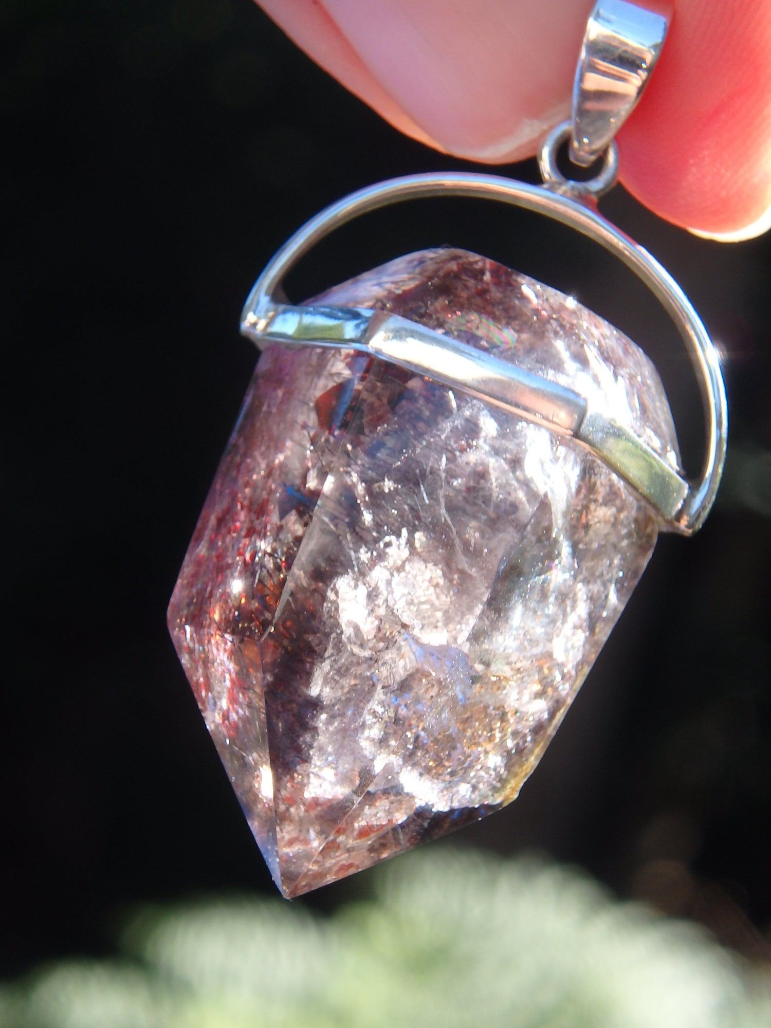 Gorgeous Gemmy Inclusions! Chunky Partially Polished Super 7 (Melody Stone) Pendant in Sterling Silver (Includes Silver Chain) - Earth Family Crystals