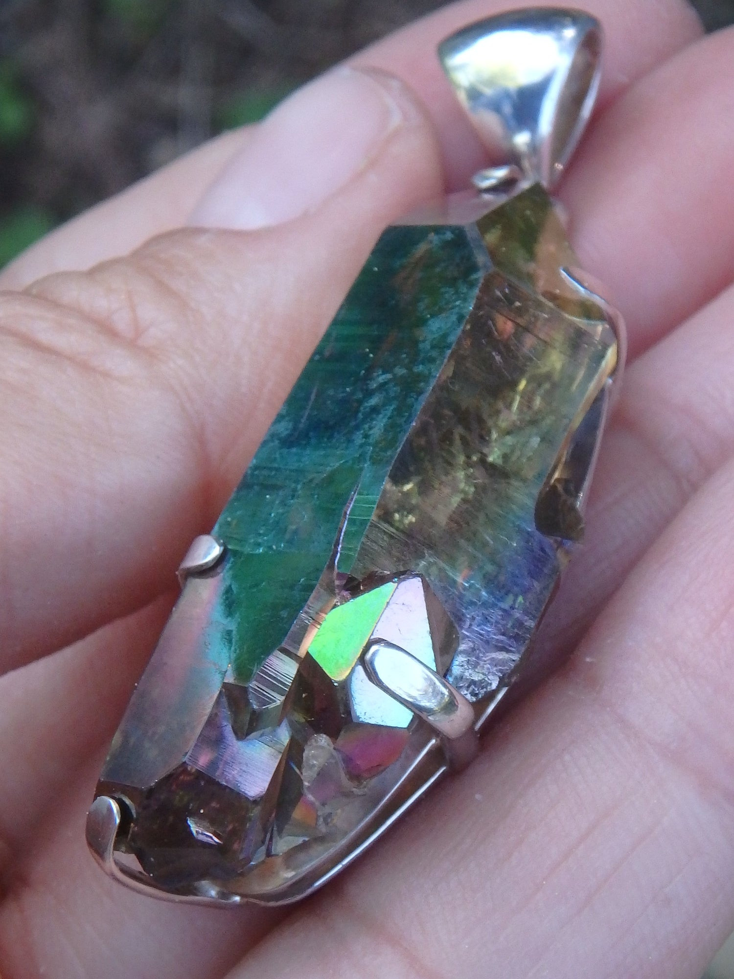 Incredible Rainbows~DT Titanium Quartz Pendant In Sterling Silver (Includes Silver Chain) - Metiz Tier Price