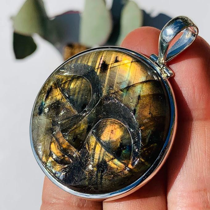  Amazing Tranquil Moon Goddess Face Labradorite Sterling Silver Pendant (Includes Silver Chain) #1